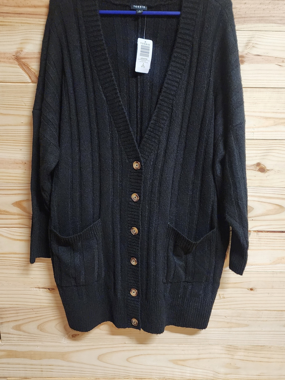 torrid Black Ribbed Button-Up Pocket Cardigan Size 3x